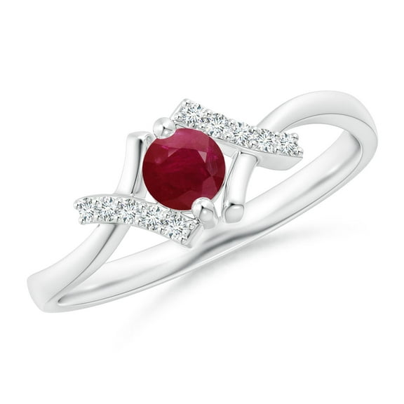 Angara Natural Ruby Promise Ring in 925 Sterling Silver for Women – July Birthstone Jewelry | Ruby Ring with Diamond Accents (Ring Size - 7.5)
