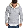 thumbnail image 4 of Solid Button Pocket Hoodies Men Sweatshirts Rapper Hip Hop Hooded Pullover Sweatershirt Male Clothes Sudadera Hombre, 4 of 5