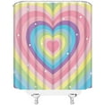 thumbnail image 3 of Hearts Shower Curtain Rainbow Colorful Heart Valentine Retro Groovy Hippie Aesthetic Boho Home Decor Fabric Bathroom Curtain Set with Hooks(70" WX70 H), 3 of 4
