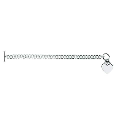 JewelStop 925 Sterling Silver Heart Toggle Charm Necklace - 18 Inches, 30.4gr.