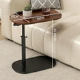 thumbnail image 3 of SUSUZI Portable C-Shaped Side Table – Adjustable Height Oval End Table (16"x12") for Living Room Bedroom, MDF & Metal Snack/Laptop Table with Lower Storage Shelf (Black, Quick 10-Min Assembly), 3 of 6