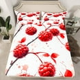 thumbnail image 1 of Red Fruit Fitted Sheet Full Size,Geometric Raspberry Sheets for Room Decor,Ombre Succulent Botanical Bed Sheets,Watercolor Pastel Bedding Set 3Pcs(1 Fitted Sheet,2 Pillowcases) （No Top Sheet）, 1 of 5