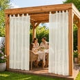 thumbnail image 7 of Lapalife Outdoor Sheer Curtains for Patio Waterproof, Detachable Sticky Tab Top Light Filtering Voile Drape, Weatherproof Privacy Screen for Porch/Pergola/Gazebo, 52 x 84 inch, Beige, 1 Panel, 7 of 7