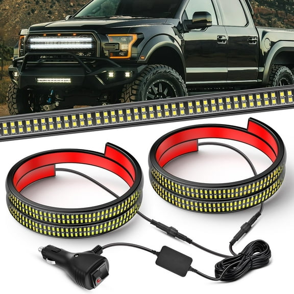 Nilight 2-Pack 24-Inch Flexible LED Grille Light Bar, 384 SMD LEDs, White DRL Daytime Running Lights, IP67 Waterproof, 12V Plug and Play for Truck SUV Van
