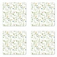 thumbnail image 1 of Floral Coaster Set of 4, Spring Season Themed Watercolors Painting of Herbs Flowers Botanical Garden Artwork, Square Hardboard Gloss Coasters, Standard Size, Multicolor, by Ambesonne, 1 of 2