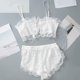 thumbnail image 4 of Gibobby camisón de seda Pijama de encaje floral transparente sexy Conjunto de lencería Ropa de dormir de cintura alta Sujetador y panty Ropa de dormir de 2 piezas (Blanco, M), 4 of 5