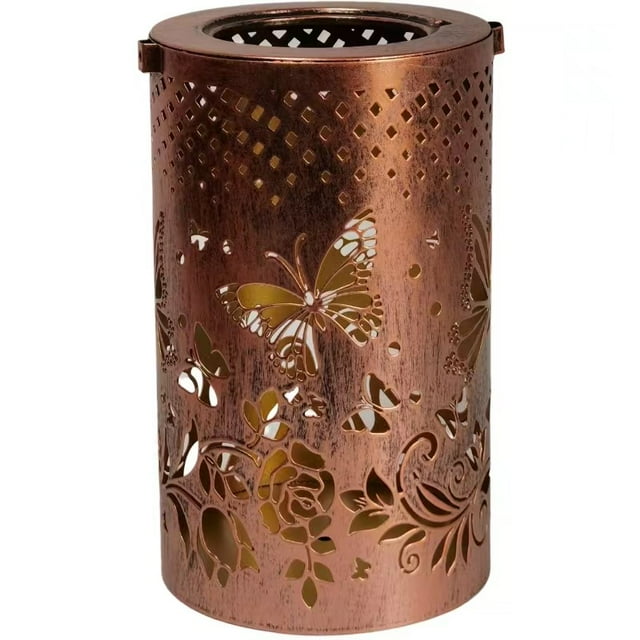 Linternas solares Luces de linterna colgantes para exteriores, Linterna de decoración de metal ahuecada de mariposa, Luz de jardín decorativa LED impermeable - Delicado