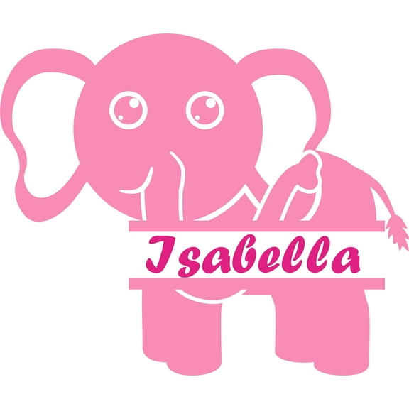 Animal Elephant Elephants Cute Cartoon Customized Wall Decal - Custom Vinyl Wall Art - Personalized Name - Baby Girls Boys Kids Bedroom Wall Decal Room Decor Wall Stickers Decoration Size (12x20 inch)
