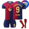 thumbnail image 1 of GZSL 2425 Barcelona Home Football Training Kit, Number # 9 Soccer Jersey, Colorful Short-Sleeve Adult Football Jersey with Gold Lettering and Large Logo Three-Piece Set/XS, 1 of 9