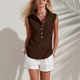 thumbnail image 5 of Noric Women's Cotton Linen Tank Tops Collared Button Up Casual Summer Loose Fit Sleeveless Tops, 5 of 8
