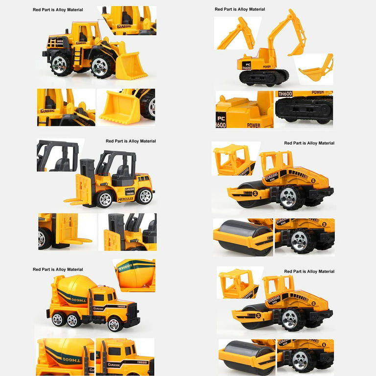 6Pcs Small Construction Toys, Construction Vehicles Kids Trucks Vehicle Toy  Toddlers Mini Car Toys