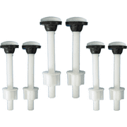 TimeSaver INDUSTRIAL NYLON 6 PACK Toilet Bolts and Seal Set. Pan Head Bolts are 3 3/4" x 3/8" (M95x10). Fits 5/8" to 3/4" tank hole. WILL NOT LEAK, BIND or CORRODE