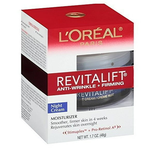 L'Oreal Paris, RevitaLift Anti-Wrinkle   Firming Night Cream Moisturizer 1.7 oz (Pack of 2)