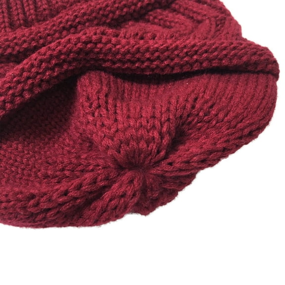 Diufon Women's Knitted Warm Hat Ladies Winter Plush Solid Color Stretch Beanie Hats Windproof Outdoor Ski Cap