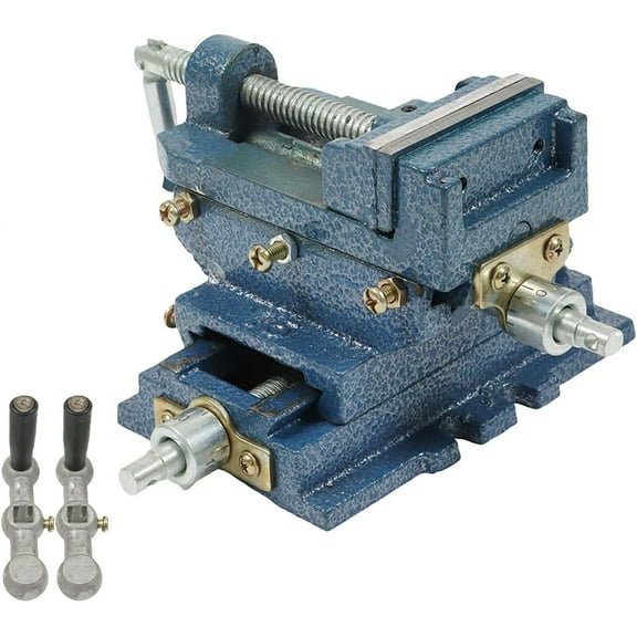 Handdo 3 Inches Bench Vise Milling Machine Drilling Cross Drill Heavy Machine Tool Sliding Metal Milling Fixed Workpiece for Milling Machine and Drilling Machine Blue