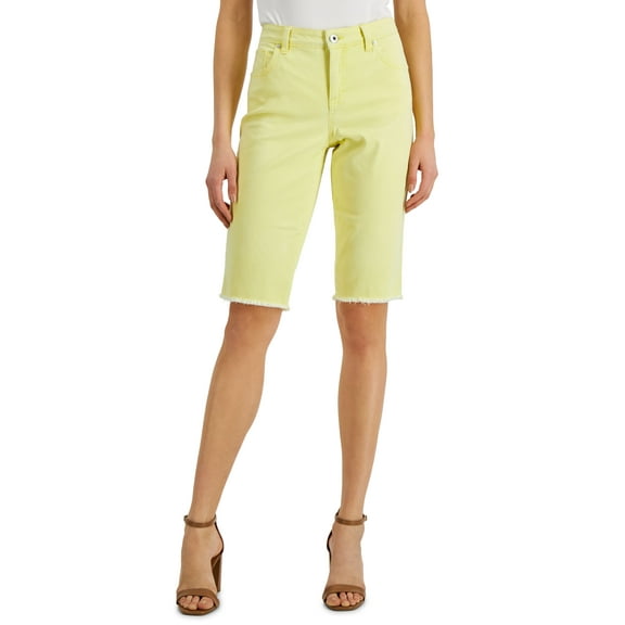 Style & Co Denim Raw Edge Bermuda Shorts Sunbeam Yellow 6