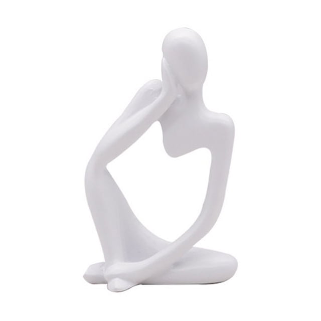 Sculptures Abstraites de Style Penseur en Résine Statue Figurines de Collection Décor Moderne de Bureau à la Maison (Noir)