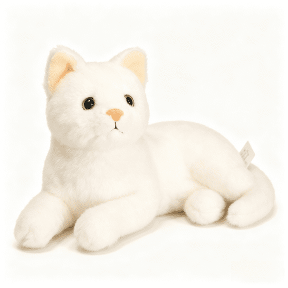 30CM Realistic White Cat Plush Toy, Lifelike Stuffed Kitten, Soft Cuddly Plushie for Kids, Cute Home Decor, Birthday Gift for Cat Lovers