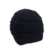 Gravity Threads Knit Soft Stretch Beanie Cap - Black Metallic