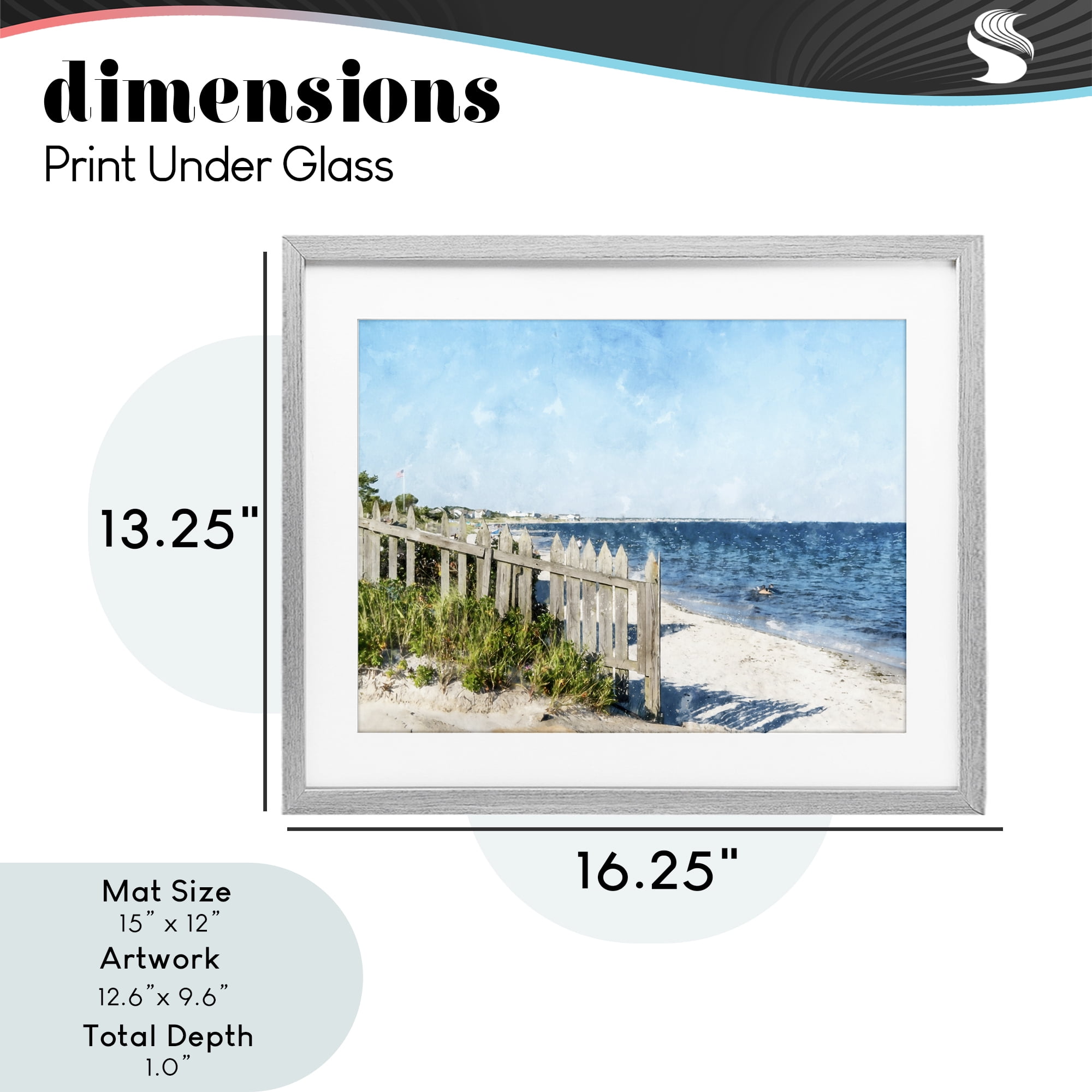 Stupell Industries Beach Pickets View Gray Framed Print Under Glass, design by Kim Curinga