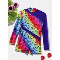thumbnail image 5 of Sholeno Girls Mock Neck Long Sleeves Gymnastics Leotard Ballet Dance Tumbling Unitards Biketards Starry Rainbow 16, 5 of 7