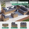 thumbnail image 6 of Clouddwell 7 Piece Patio Furniture Set Wicker Rattan Patio Conversation Set Outdoor Sectional Sofa Set with Coffee Table and Gray Cushions(Waterproof Cover Included), 6 of 6
