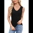 thumbnail image 2 of Camiseta Sin Mangas de Entrenamiento Informal de Verano para Mujer, con Cuello en V, Color Negro, Talla XL, 2 of 10