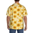 thumbnail image 6 of Picia Yellow White Striped Sunflower Men's Linen Shirts Short Sleeve Cuban Beach Shirts Casual Shirts Button Down Shirt for Men Beach Summer Wedding Shirt-XX-Large, 6 of 7