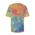 thumbnail image 5 of Women's Tops Dressy Casual Vintage Tie Dye Ombre Short Sleeve Tunic Tops Loose Fit Flowy Round Neck Blouse Summer Clothes for Teen Girls Fashion 2024 Comfy Casual Shirts Multicolor T Shirts S, 5 of 6