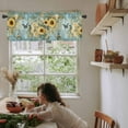 thumbnail image 6 of Hokiten Rod Pocket Curtain Valance, Spring Yellow Sunflower Farmhouse Window Valance for Living Room, Bedroom, Kitchen Roes Butterfly Teal Pastoral 42"W x 12"L, 6 of 8