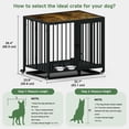 thumbnail image 5 of Amoveo 32.7" Foldable Dog Crate for Small Dogs, 3-in-1 Metal Kennel & Playpen with Wheels & Feeding Bowls, Escape-Proof Indoor Outdoor Cage,Brown, 5 of 8
