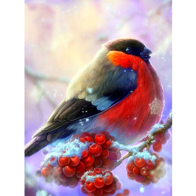 Pintura de diamante (DE5575) Lindo Bullfinch 5D DIY Colgador cuadrado Decoración Mosaico 40x50cm Hugtrwg Para estrenar