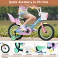 thumbnail image 6 of RULLY 12 inch Girls Bike for Ages 2-4, Kids Bicycle with Training Wheels, Doll Seat & Coaster Brake, Rainbow Macaron Bike, 6 of 10