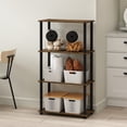 thumbnail image 3 of Furinno Turn-N-Tube Toolless Assembly Storage Shelves, 4-Tier Rustic Brown Book Shelf, Open Storage Bookshelf, for Organization and Storage, Living Room, Home Office, Bedroom, Amber Oak, 3 of 6