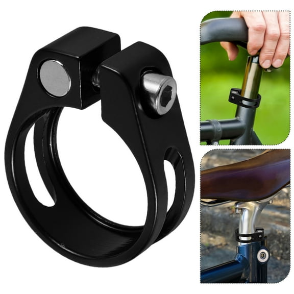 ADDHAT  Metal Bike Seat Post Clamp Black Quick Release 1Set Simple Design