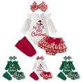 thumbnail image 3 of Enyan My First Christmas Baby Girl Outfit Newborn Infant Girl Long Sleeve Top Tutu Dress Headband and Socks 4PCS Clothes Set, 3 of 9