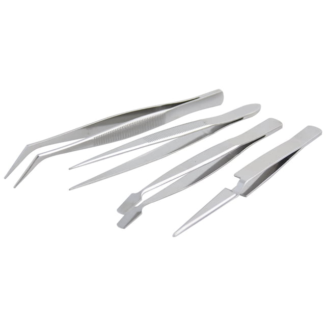 Juego de 4 Pinzas Precisión SURTEK Tipo Tweezer