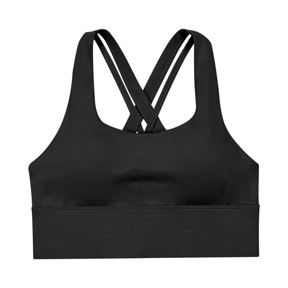 RYRJJ Padded Sports Bra for Women Solid Criss Cross Back Strappy Yoga Bra Tank Top High Impact Support Fitness Workout Bras(Black,XXL)