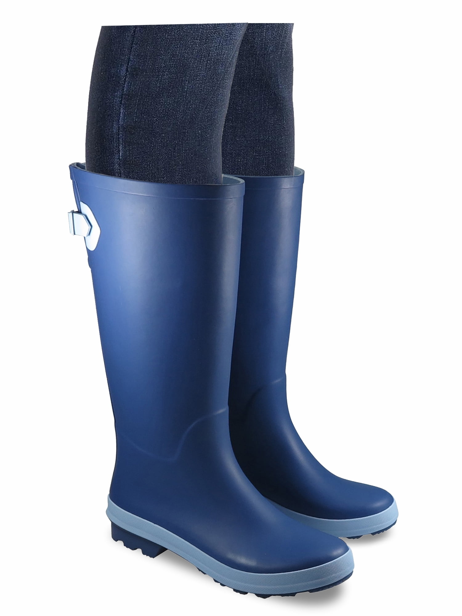 Time and Tru Women's Tall Buckle Rain Boots