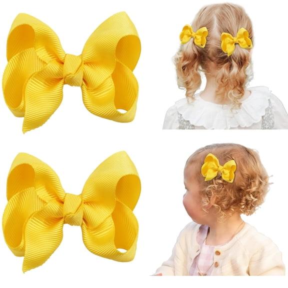 Hair Bows for Girls Alligator Clips Grosgrain Ribbon Solid Color Hair Accessories for Little Teen Toddler Girls Kids (8inch-White)