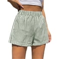 thumbnail image 2 of Women's Striped Print Shorts High Waisted Elastic Waist Wide Leg Loose Casual Shorts S, 2 of 9