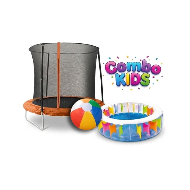 Trampolín Brincolín 8 Pies (2.44 m) con Alberca Inflable 190 cm x 50 cm – Combo