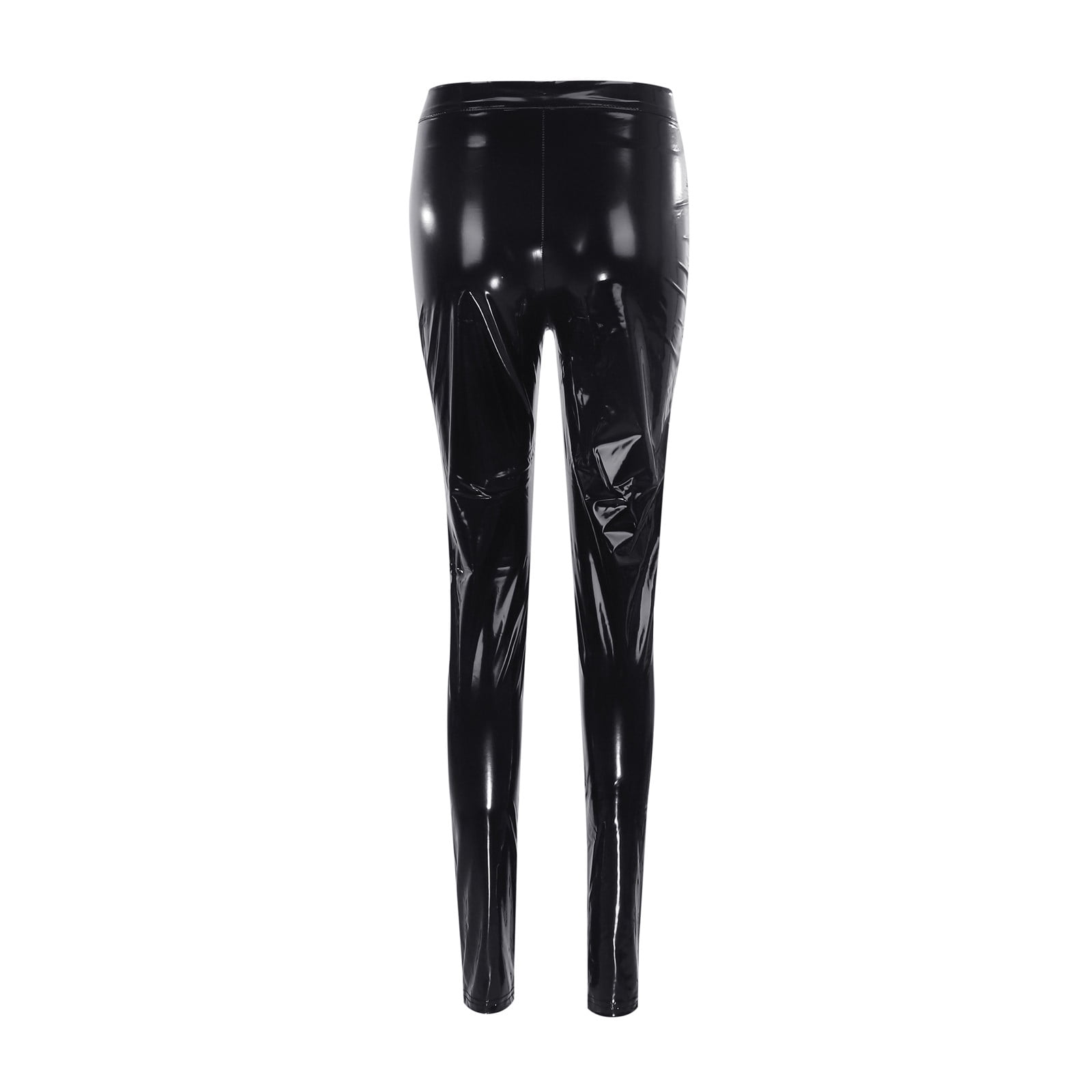 GJSYRH Women's High Waist Leather Leggings Tights Nightclub Performance Wear Zipper Crotch Design Pants Underwear Attire