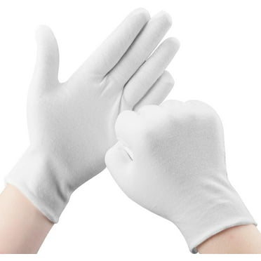 Cotton Gloves, 30 Pcs White Cotton Gloves for Dry Hands Moisturizing Eczema, Washable Cotton Gloves for Men and Women, Stretchable Cloth Gloves for Coin Jewelry Silver Inspection