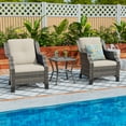 thumbnail image 6 of Meetleisure Outdoor Patio Wicker Chairs Sets, Outdoor Rattan Chairs with Tempered Glass Side Table and Thickened Cushions for Backyard Porch Deck, Metal Rocking Frame, Beige, 6 of 6