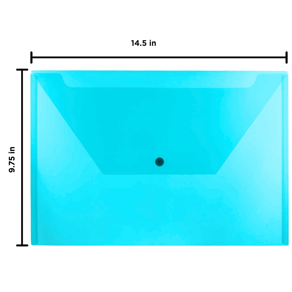 JAM Paper Plastic Snap Envelopes, 9.8x14.5, 12/Pack, Blue