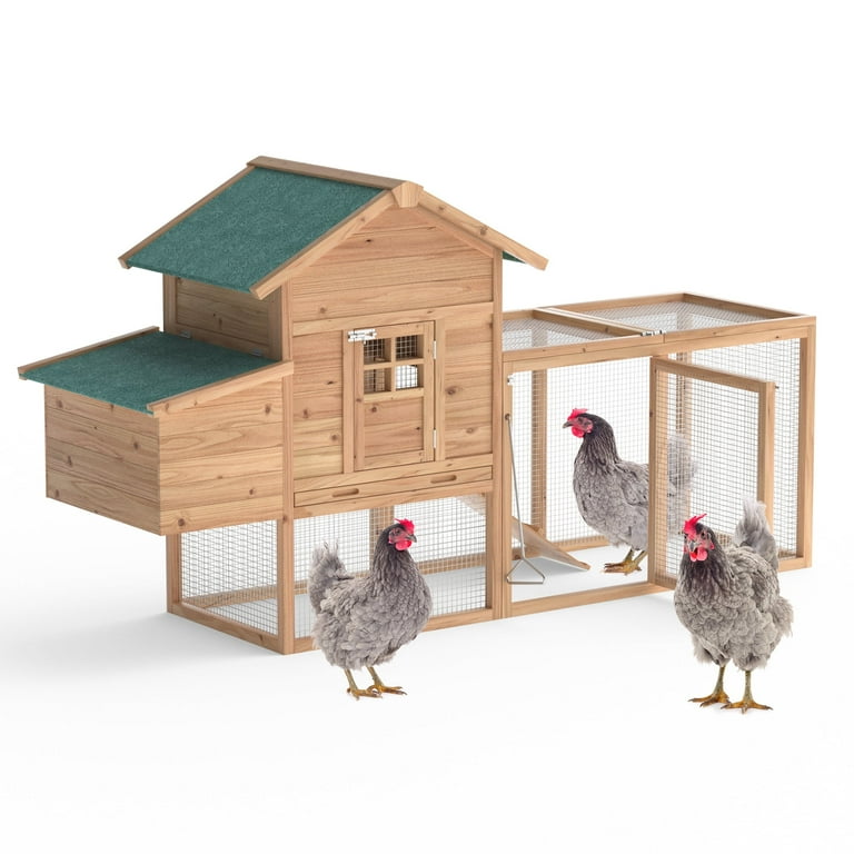 Gojooasis Wooden Chicken Coop, 80in Large Chicken Run with Pull