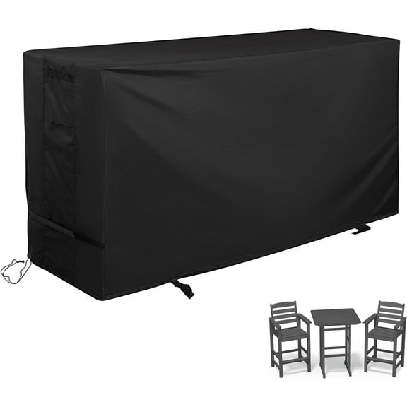 Bar Height Patio Set Cover, Outdoor Bar Stools Set Cover, Protective Cover for Outdoor Bar Height Table and Chairs Set/Outdoor High Top Table and Chairs/Patio Bistro Set of 3 Pieces