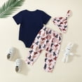 thumbnail image 3 of Okbabeha Baby Boy 3 Piece Easter Set, Short Sleeve Letter Print Romper + Elastic Waist Carrot Pants + Hat Infant Toddler Clothes Outfits, 3 of 8
