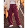 thumbnail image 4 of Cueply Women's Plus Size Wide Leg Cargo Sweatpants High Waisted Drawstring Lounge Pants with Pockets, 4 of 7